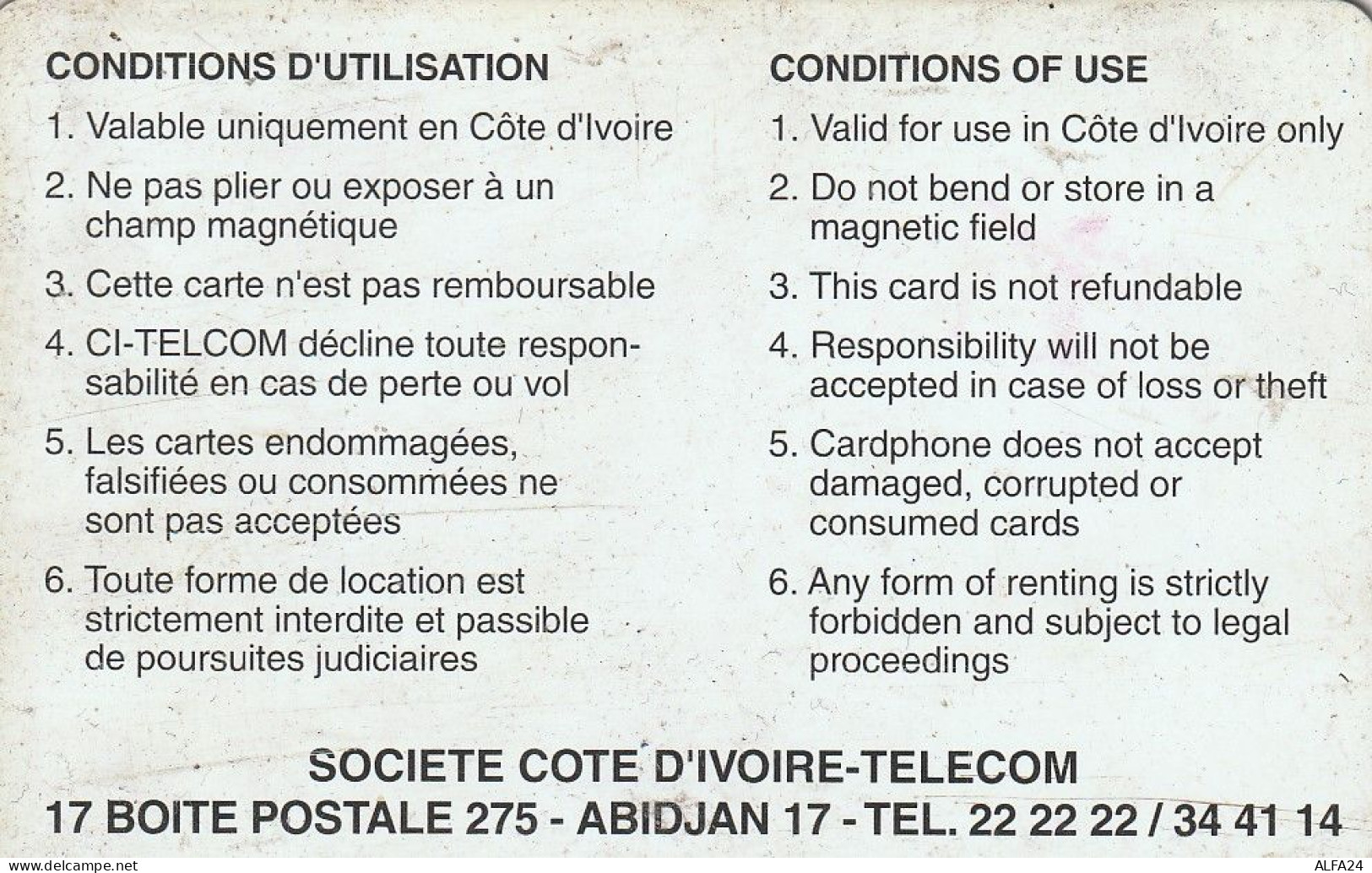 PHONE CARD COSTA D'AVORIO  (E35.13.3 - Ivoorkust