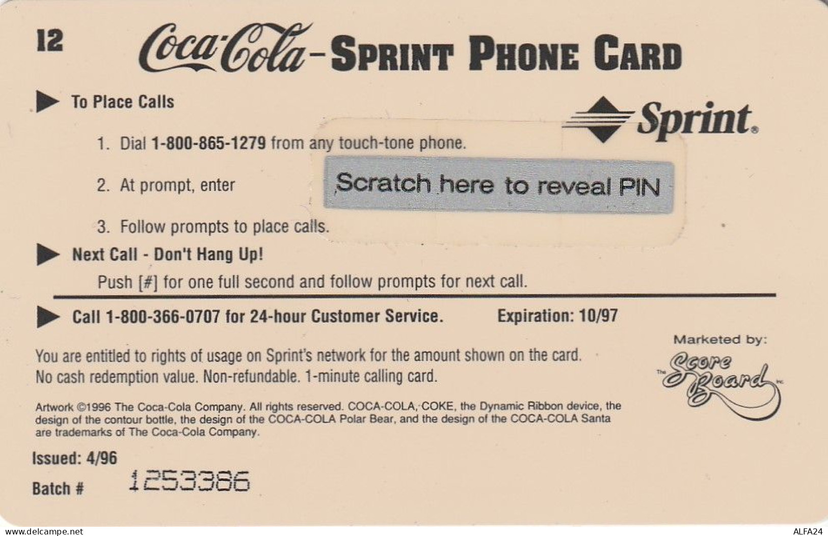 PREPAID PHONE CARD STATI UNITI SPRINT COCA COLA (E34.31.6 - Sprint