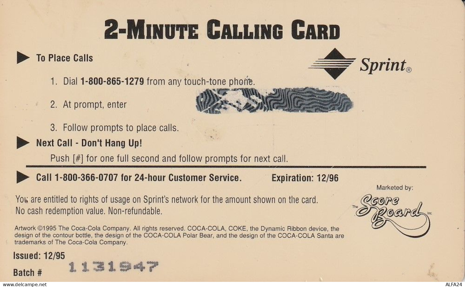 PREPAID PHONE CARD STATI UNITI SPRINT COCA COLA (E34.34.2 - Sprint