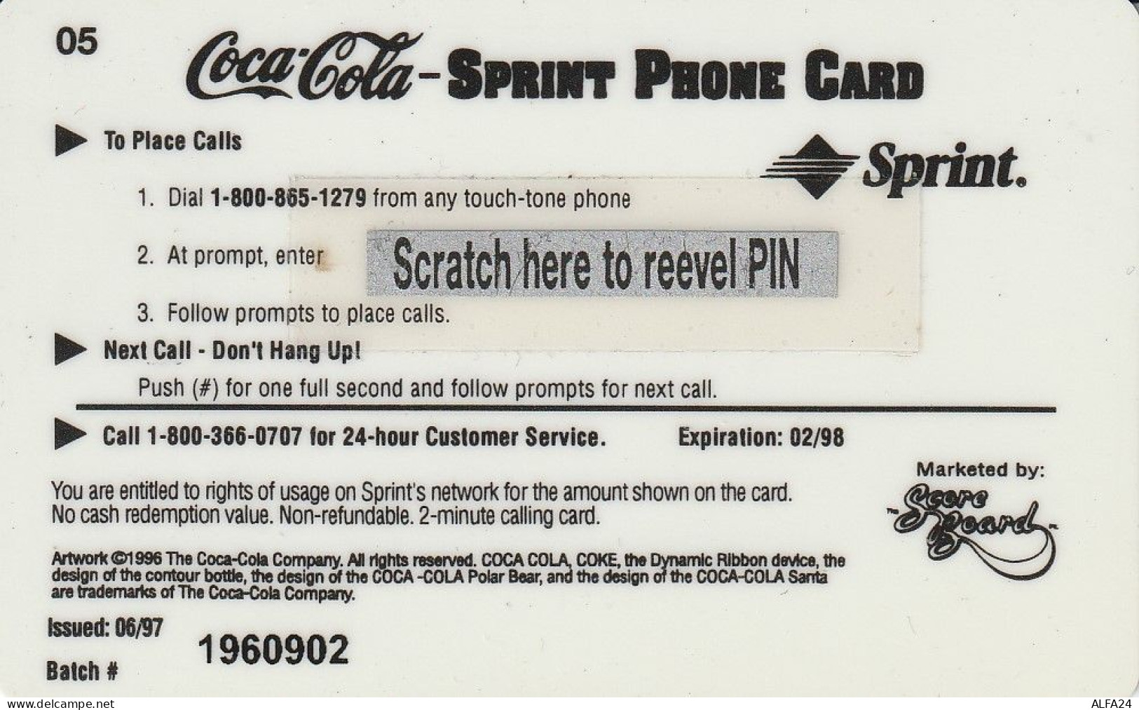 PREPAID PHONE CARD STATI UNITI SPRINT COCA COLA (E34.34.4 - Sprint