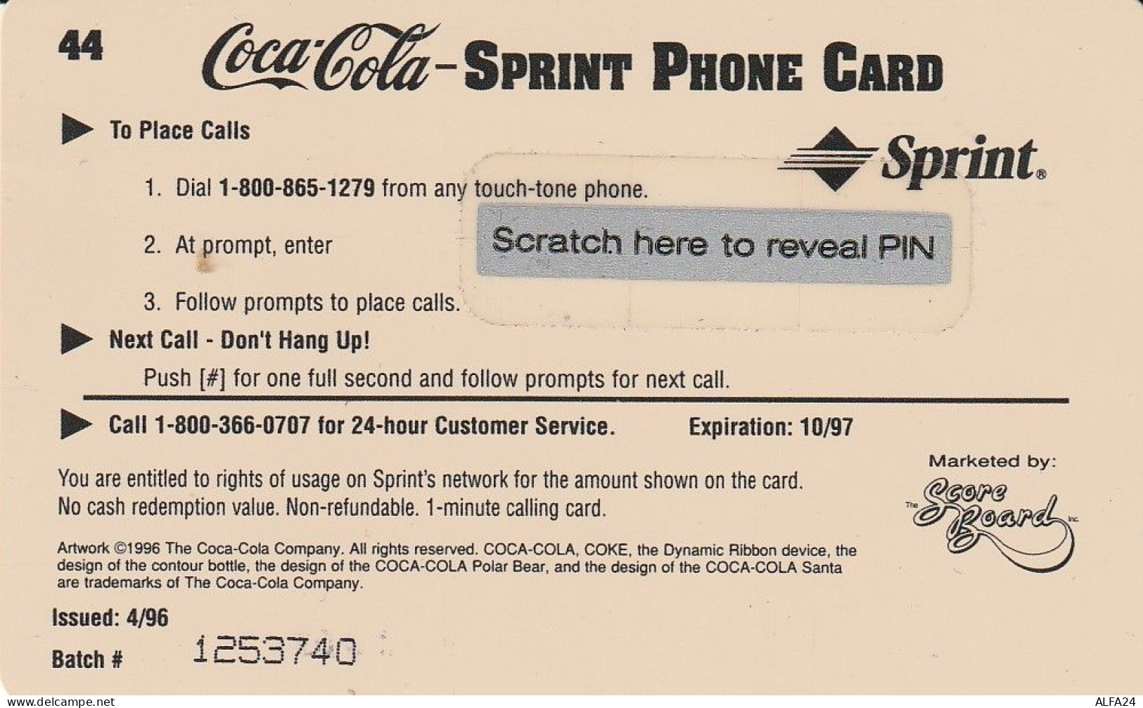 PREPAID PHONE CARD STATI UNITI SPRINT COCA COLA (E34.31.8 - Sprint