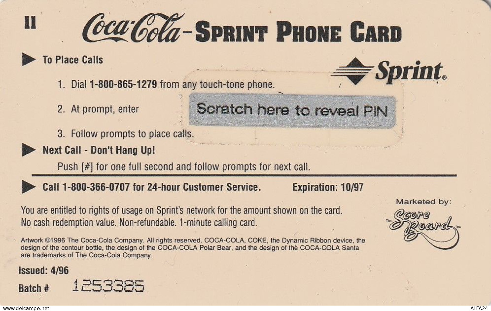 PREPAID PHONE CARD STATI UNITI SPRINT COCA COLA (E34.33.7 - Sprint