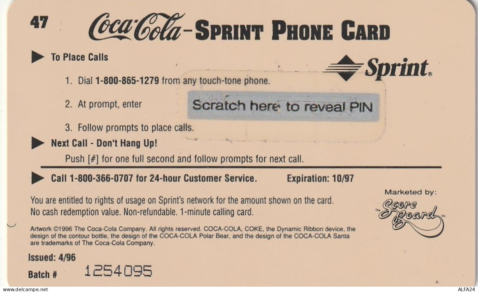 PREPAID PHONE CARD STATI UNITI SPRINT COCA COLA (E34.32.5 - Sprint