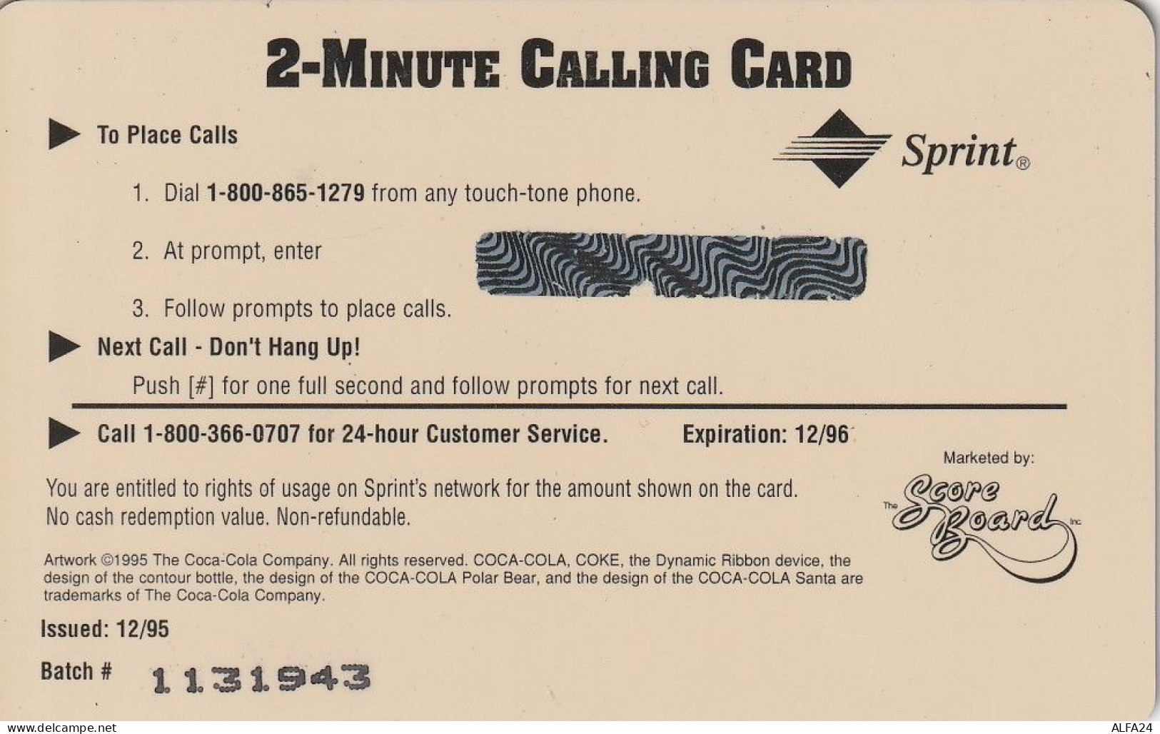 PREPAID PHONE CARD STATI UNITI SPRINT COCA COLA (E34.32.6 - Sprint