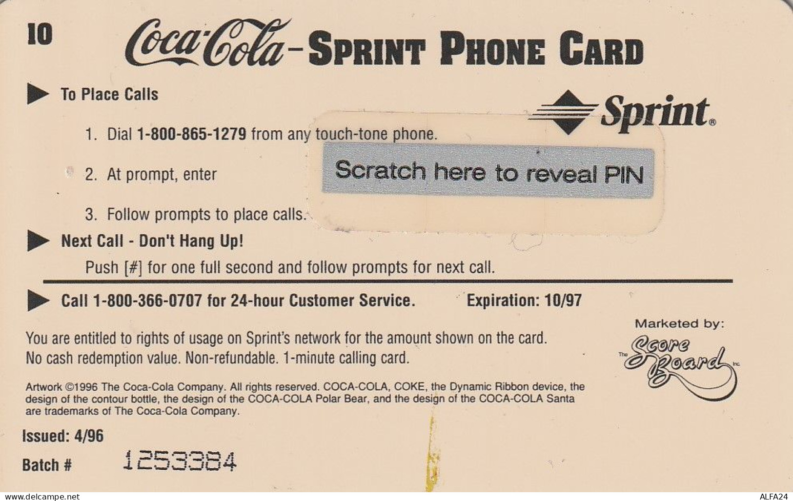 PREPAID PHONE CARD STATI UNITI SPRINT COCA COLA (E34.30.5 - Sprint