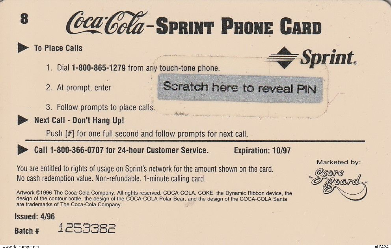 PREPAID PHONE CARD STATI UNITI SPRINT COCA COLA (E34.30.1 - Sprint