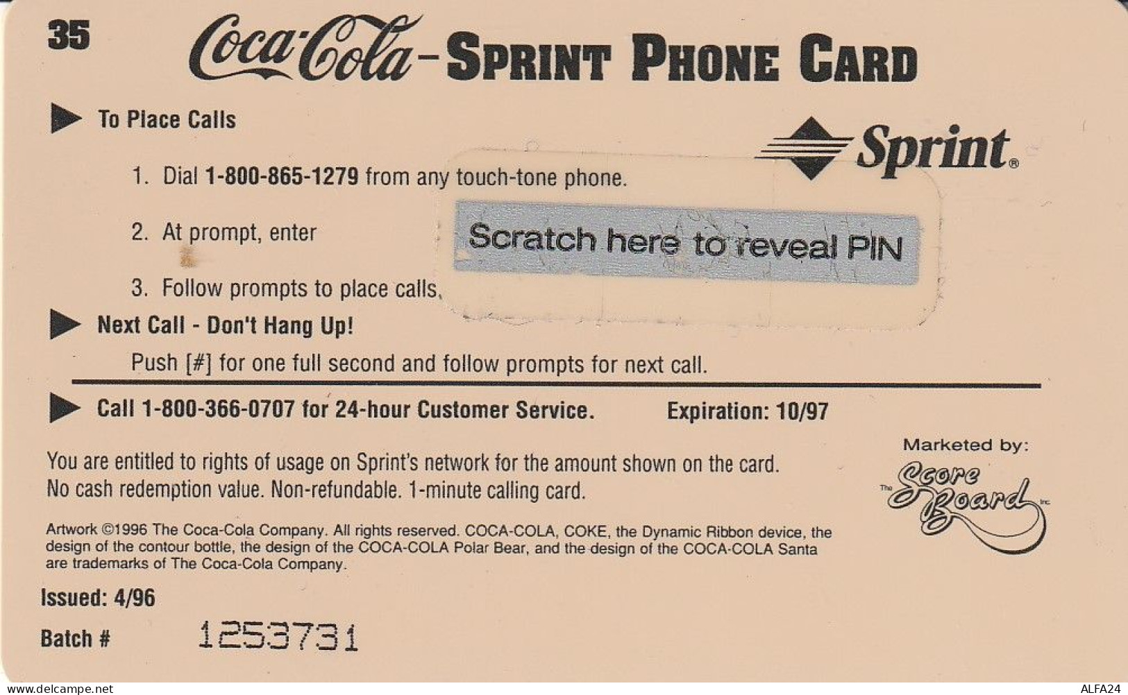 PREPAID PHONE CARD STATI UNITI SPRINT COCA COLA (E34.30.4 - Sprint