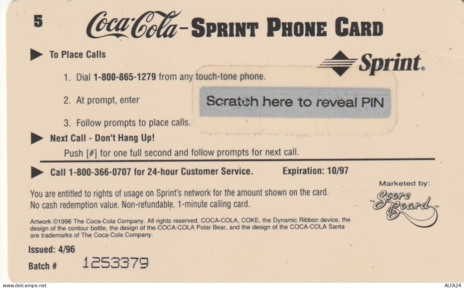 PREPAID PHONE CARD STATI UNITI SPRINT COCA COLA (E34.30.6 - Sprint