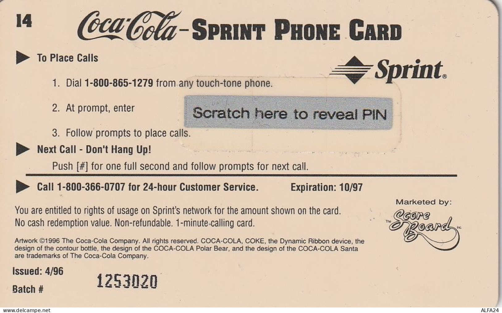 PREPAID PHONE CARD STATI UNITI SPRINT COCA COLA (E34.30.7 - Sprint