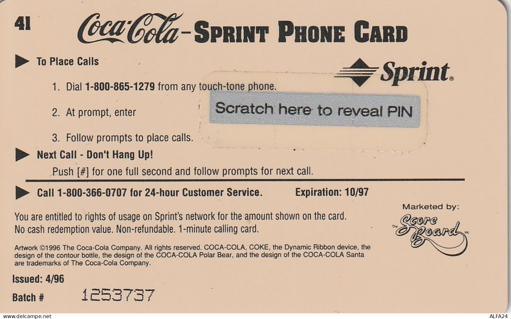 PREPAID PHONE CARD STATI UNITI SPRINT COCA COLA (E34.29.5 - Sprint