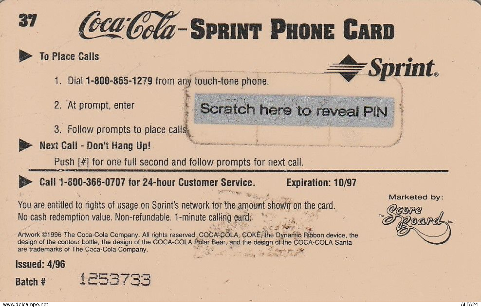 PREPAID PHONE CARD STATI UNITI SPRINT COCA COLA (E34.25.7 - Sprint
