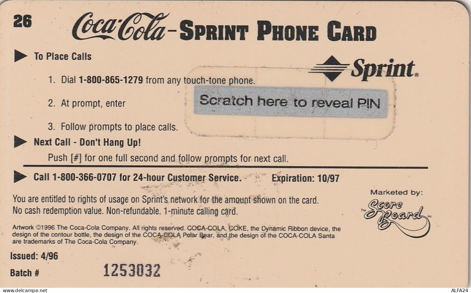 PREPAID PHONE CARD STATI UNITI SPRINT COCA COLA (E34.25.3 - Sprint