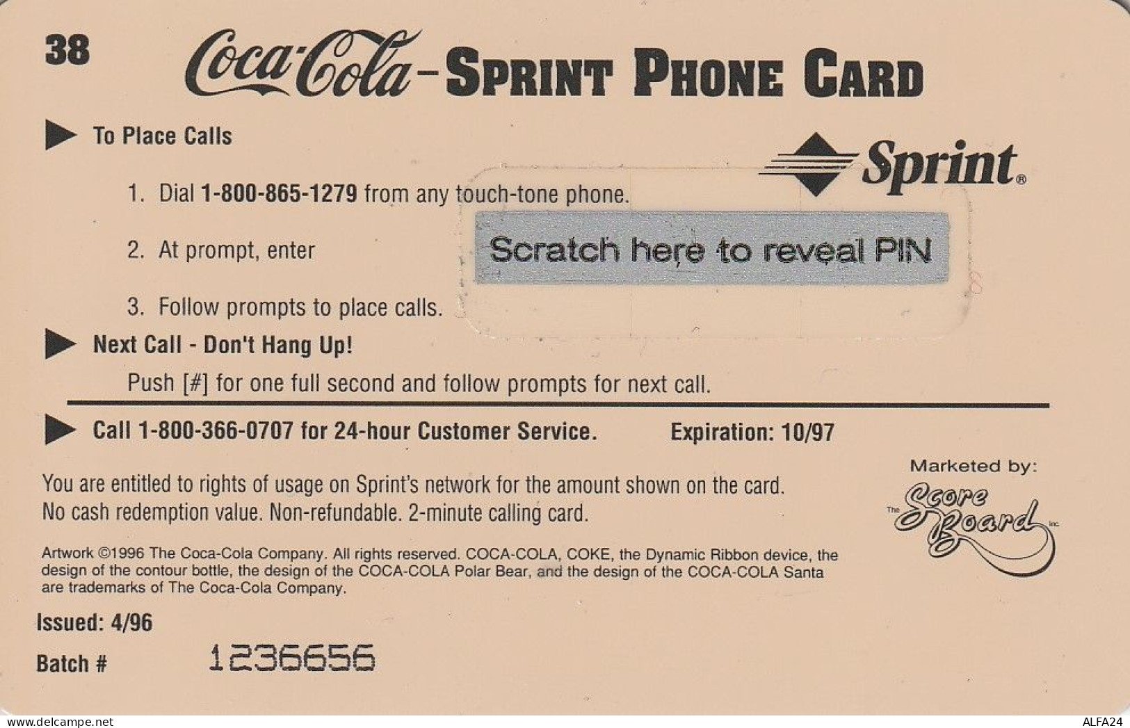 PREPAID PHONE CARD STATI UNITI SPRINT COCA COLA (E34.24.6 - Sprint