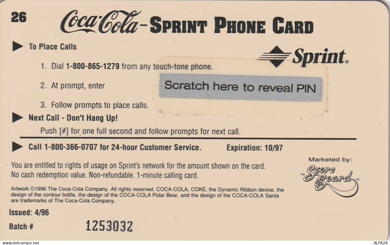 PREPAID PHONE CARD STATI UNITI SPRINT COCA COLA (E34.21.8 - Sprint