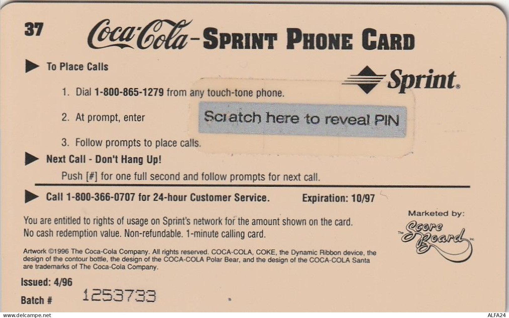 PREPAID PHONE CARD STATI UNITI SPRINT COCA COLA (E34.21.6 - Sprint