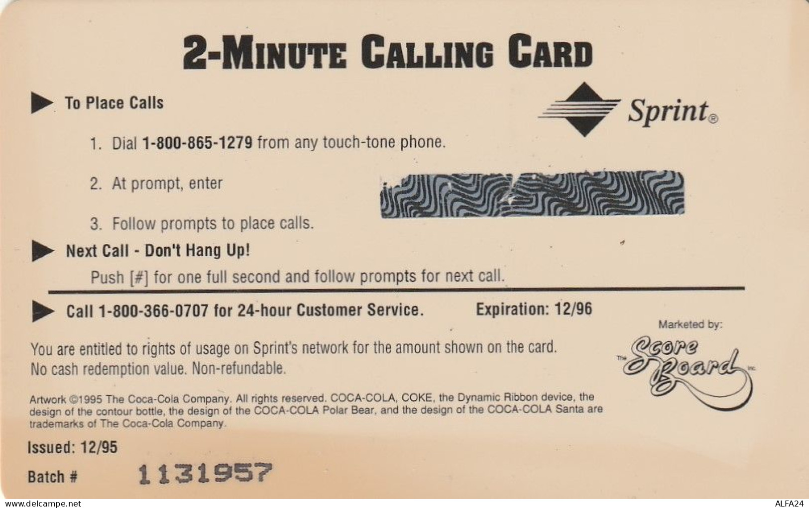 PREPAID PHONE CARD STATI UNITI SPRINT COCA COLA (E34.21.1 - Sprint