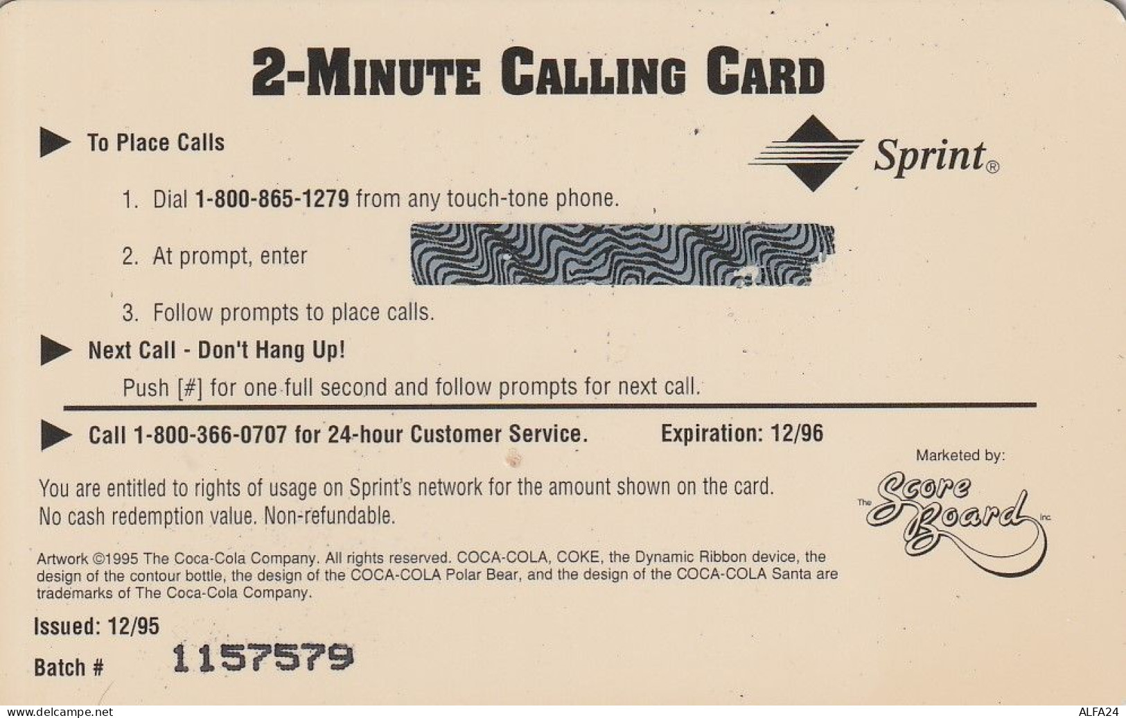 PREPAID PHONE CARD STATI UNITI SPRINT COCA COLA (E34.20.2 - Sprint