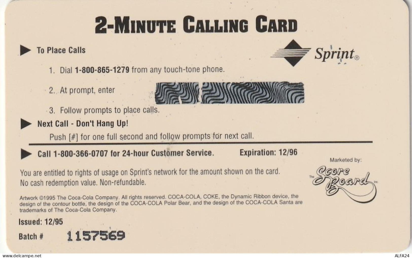 PREPAID PHONE CARD STATI UNITI SPRINT COCA COLA (E34.19.7 - Sprint