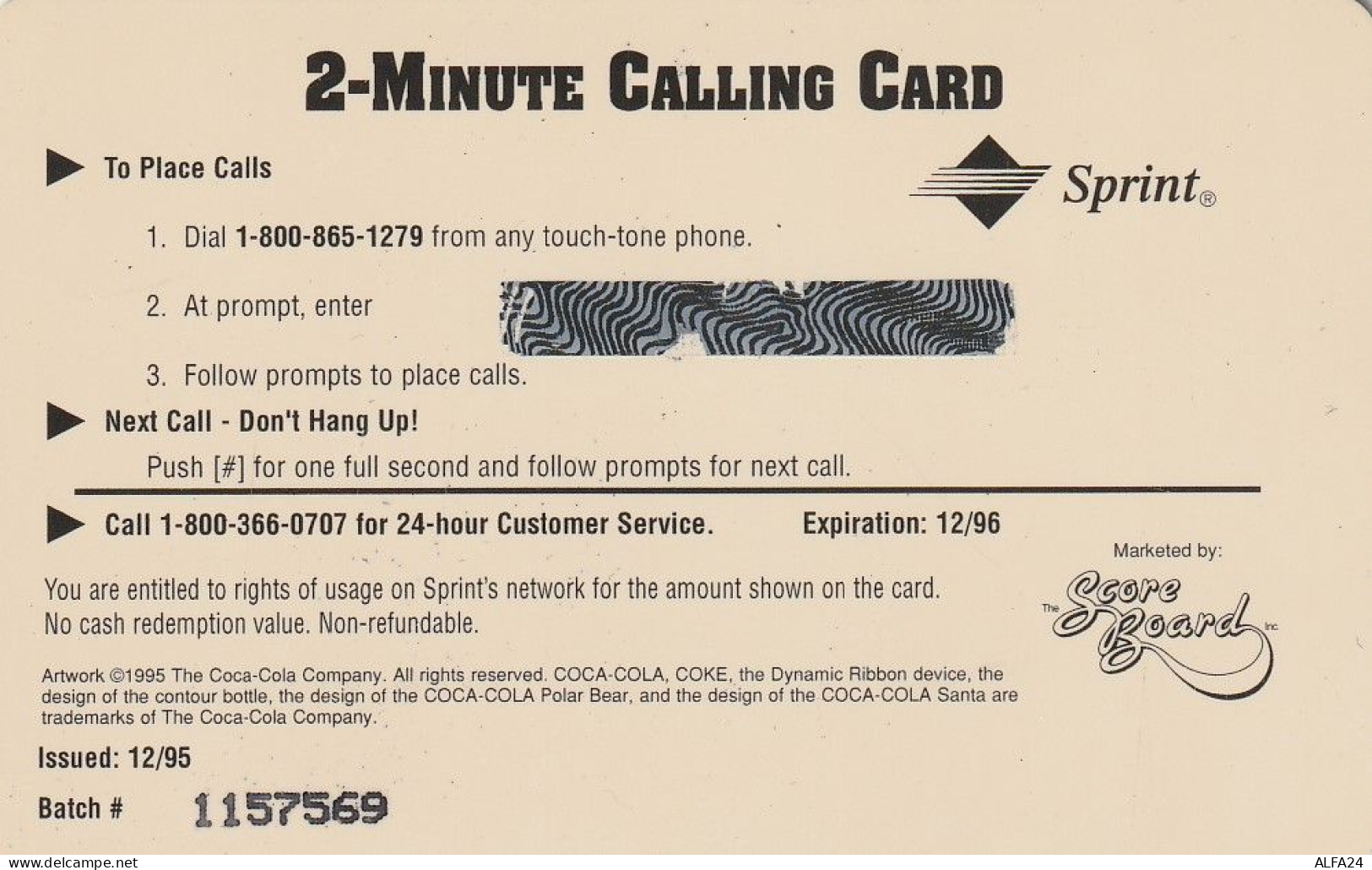 PREPAID PHONE CARD STATI UNITI SPRINT COCA COLA (E34.20.3 - Sprint