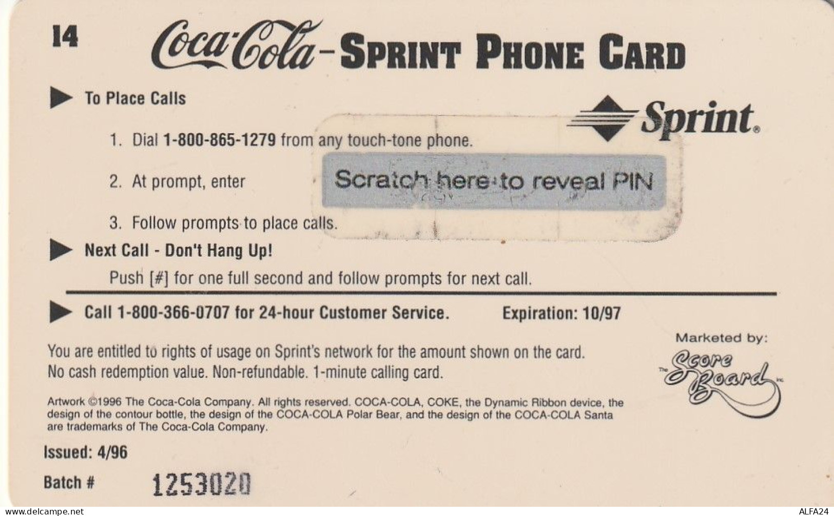 PREPAID PHONE CARD STATI UNITI SPRINT COCA COLA (E34.17.3 - Sprint