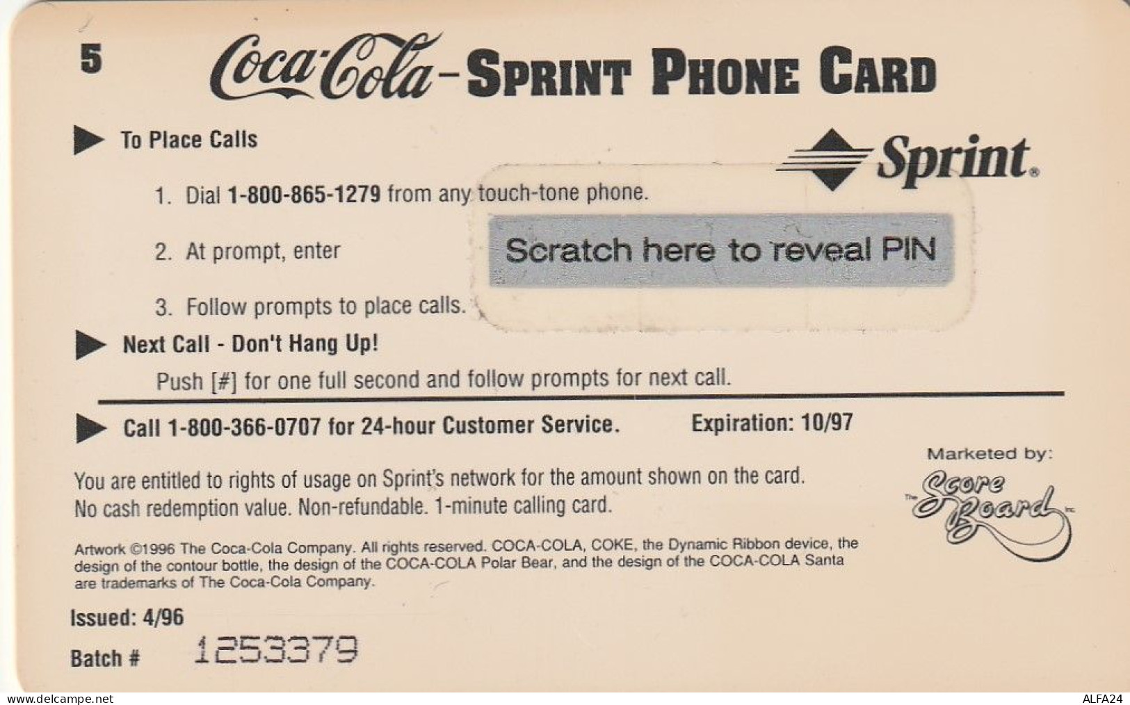 PREPAID PHONE CARD STATI UNITI SPRINT COCA COLA (E34.17.7 - Sprint