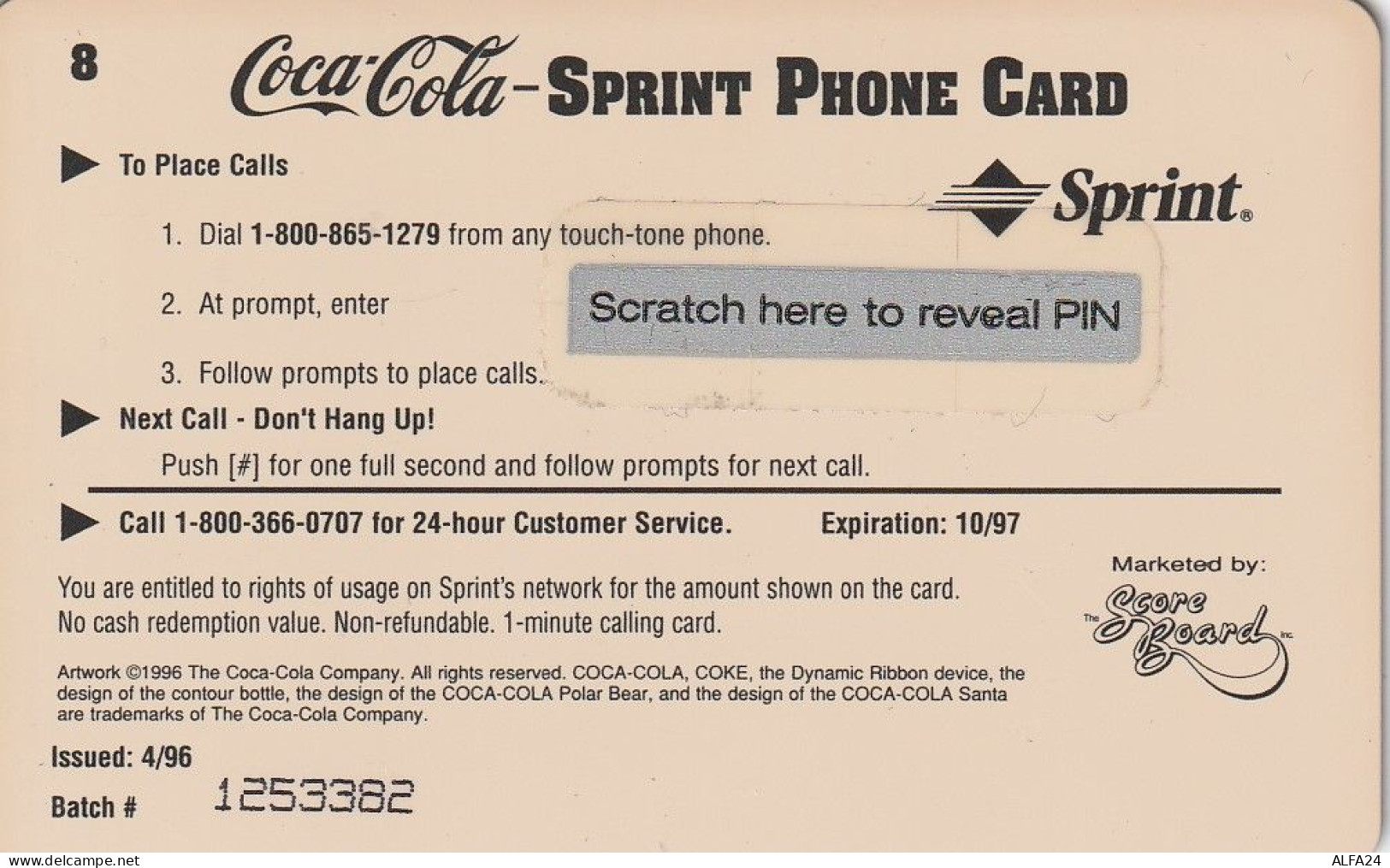 PREPAID PHONE CARD STATI UNITI SPRINT COCA COLA (E34.17.4 - Sprint