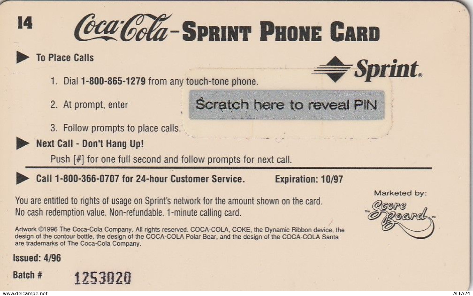 PREPAID PHONE CARD STATI UNITI SPRINT COCA COLA (E34.17.6 - Sprint