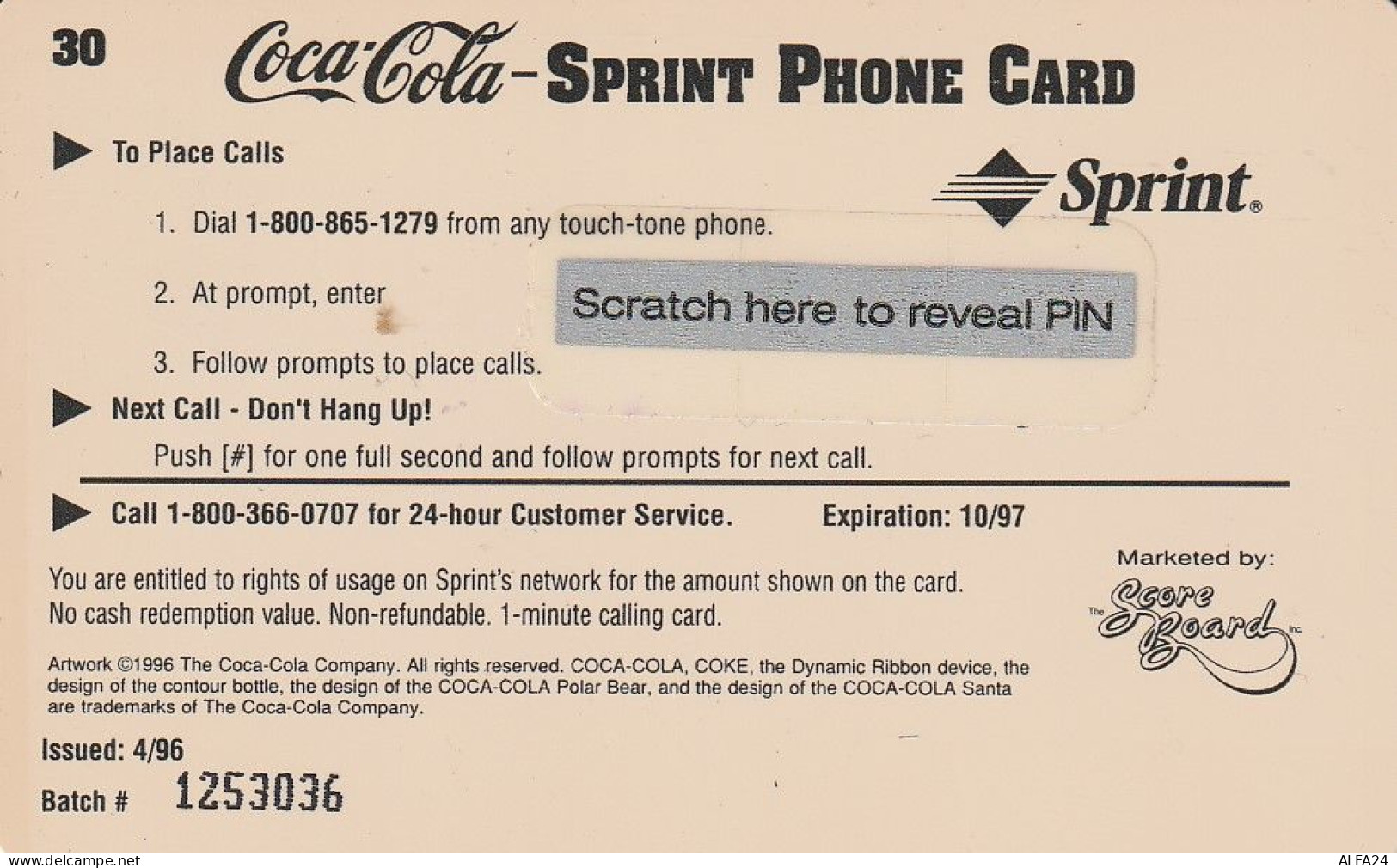 PREPAID PHONE CARD STATI UNITI SPRINT COCA COLA (E34.17.1 - Sprint