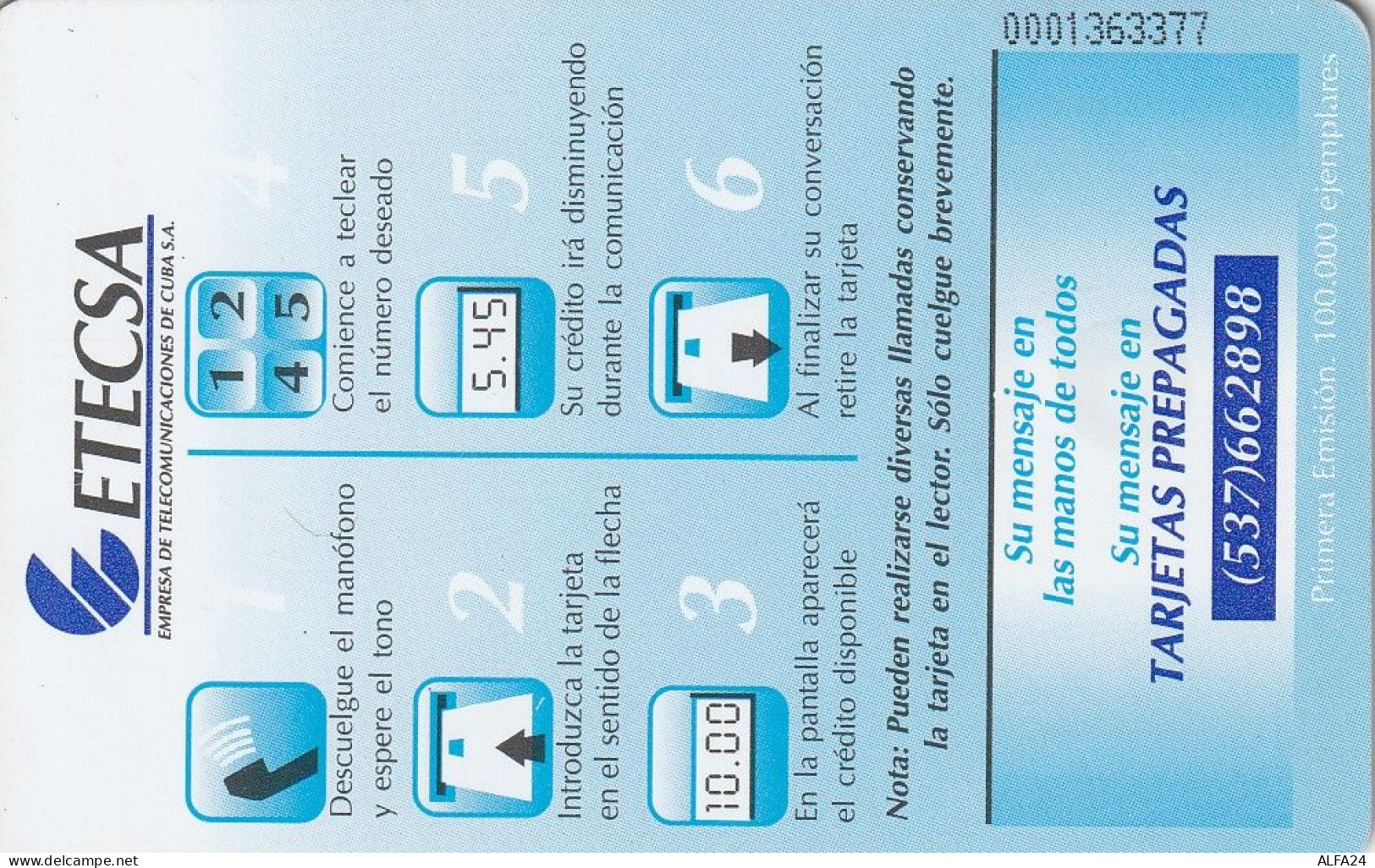 PHONE CARD CUBA  (E30.32.1 - Kuba