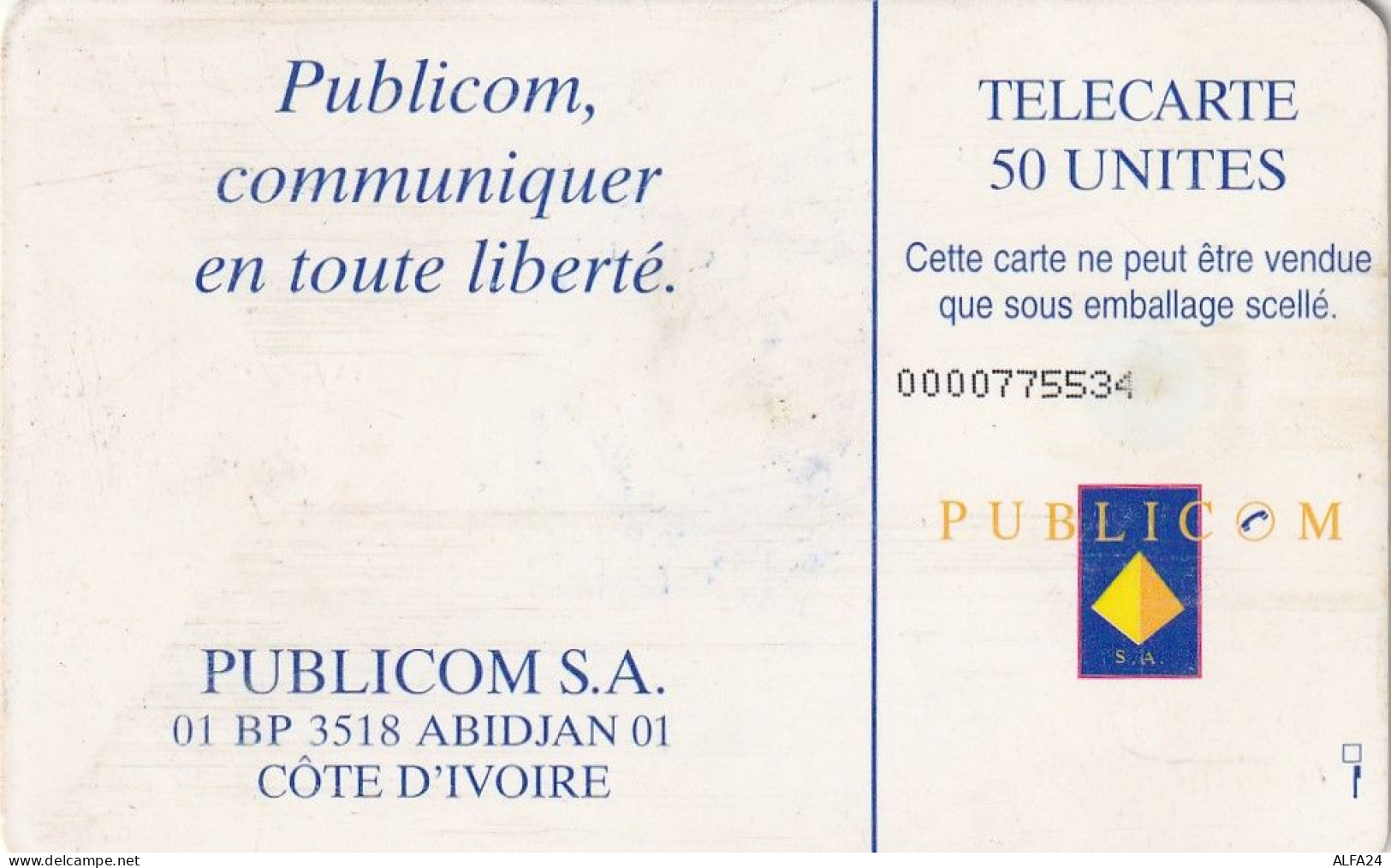PHONE CARD COSTA D'AVORIO  (E30.29.6 - Costa De Marfil