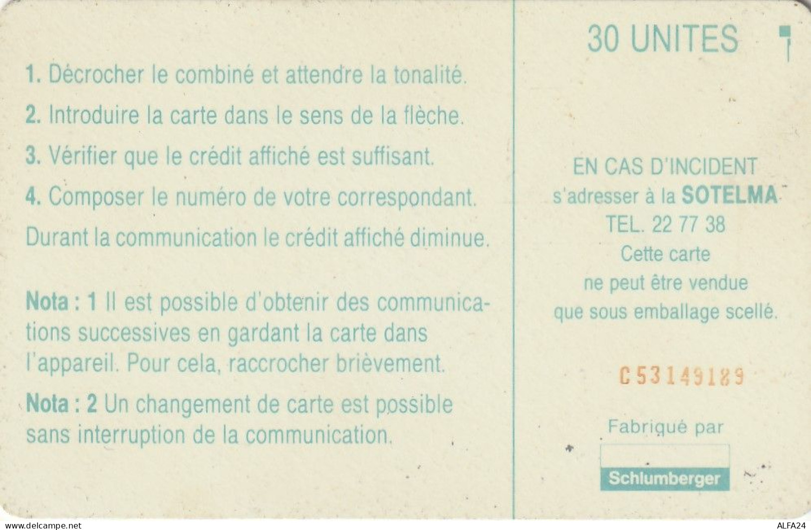 PHONE CARD MALI  (E30.6.3 - Malí