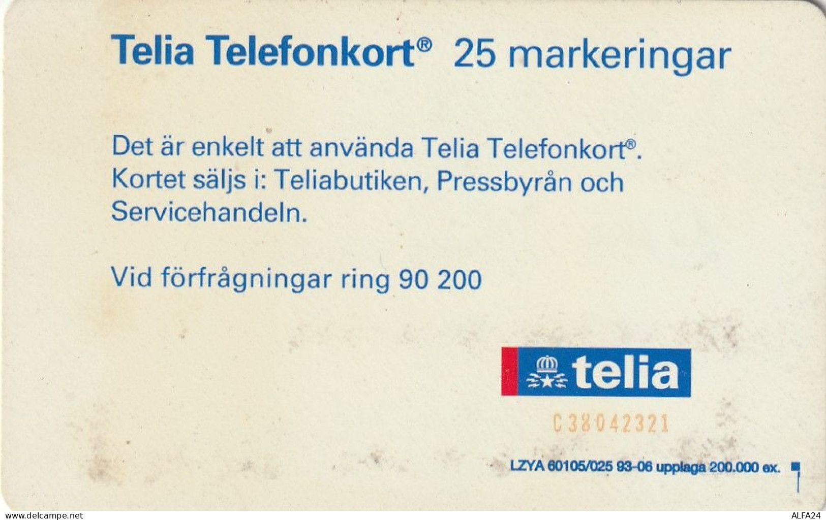 PHONE CARD SVEZIA  (E23.26.3 - Schweden