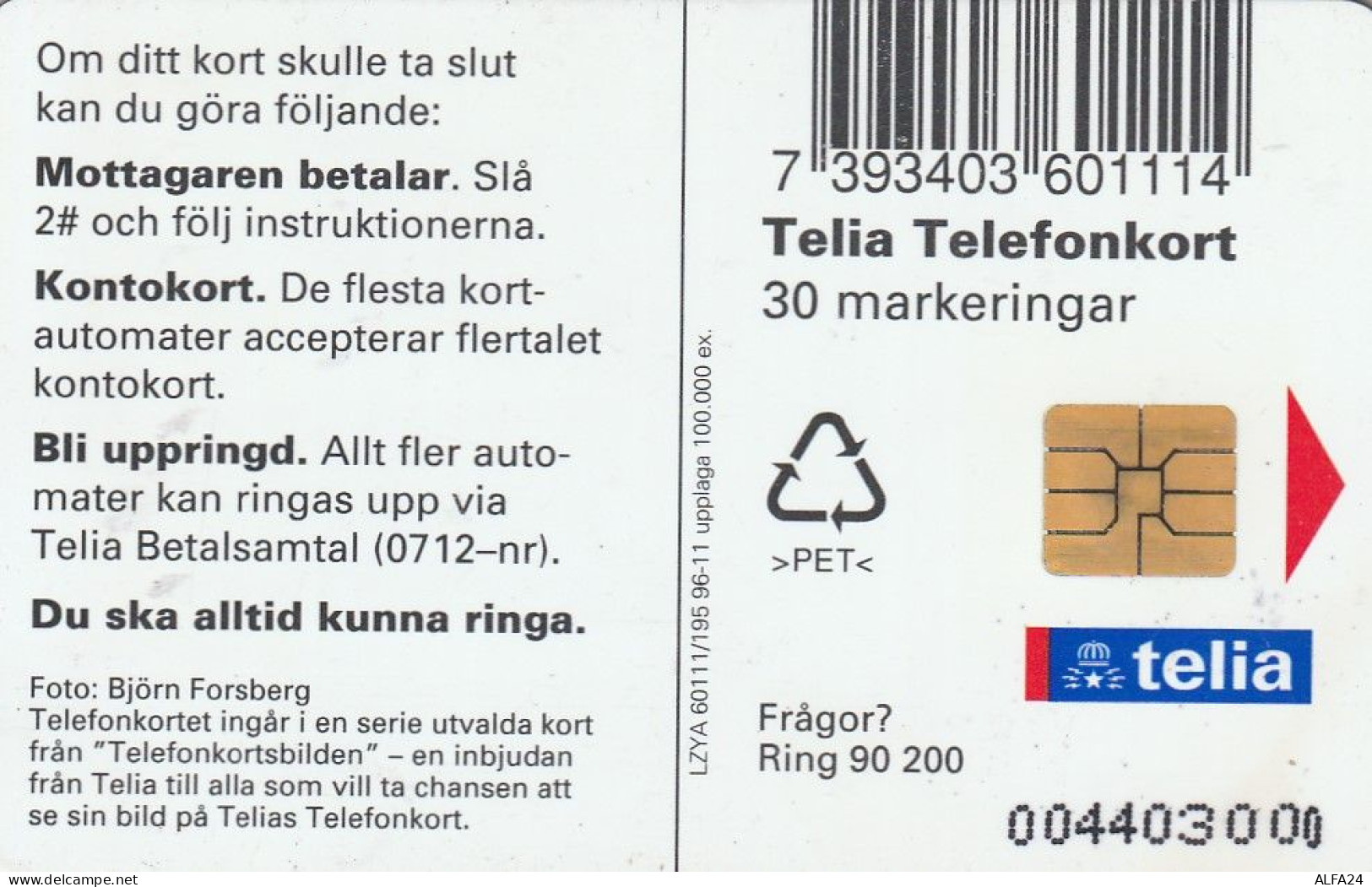 PHONE CARD SVEZIA  (E23.18.4 - Suède