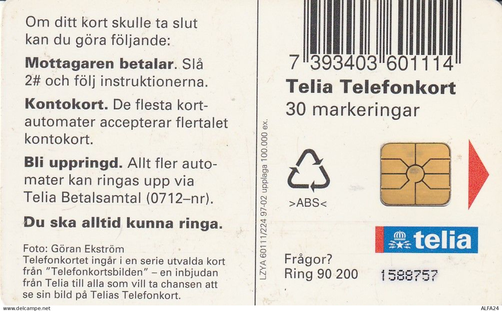 PHONE CARD SVEZIA  (E23.15.2 - Suède