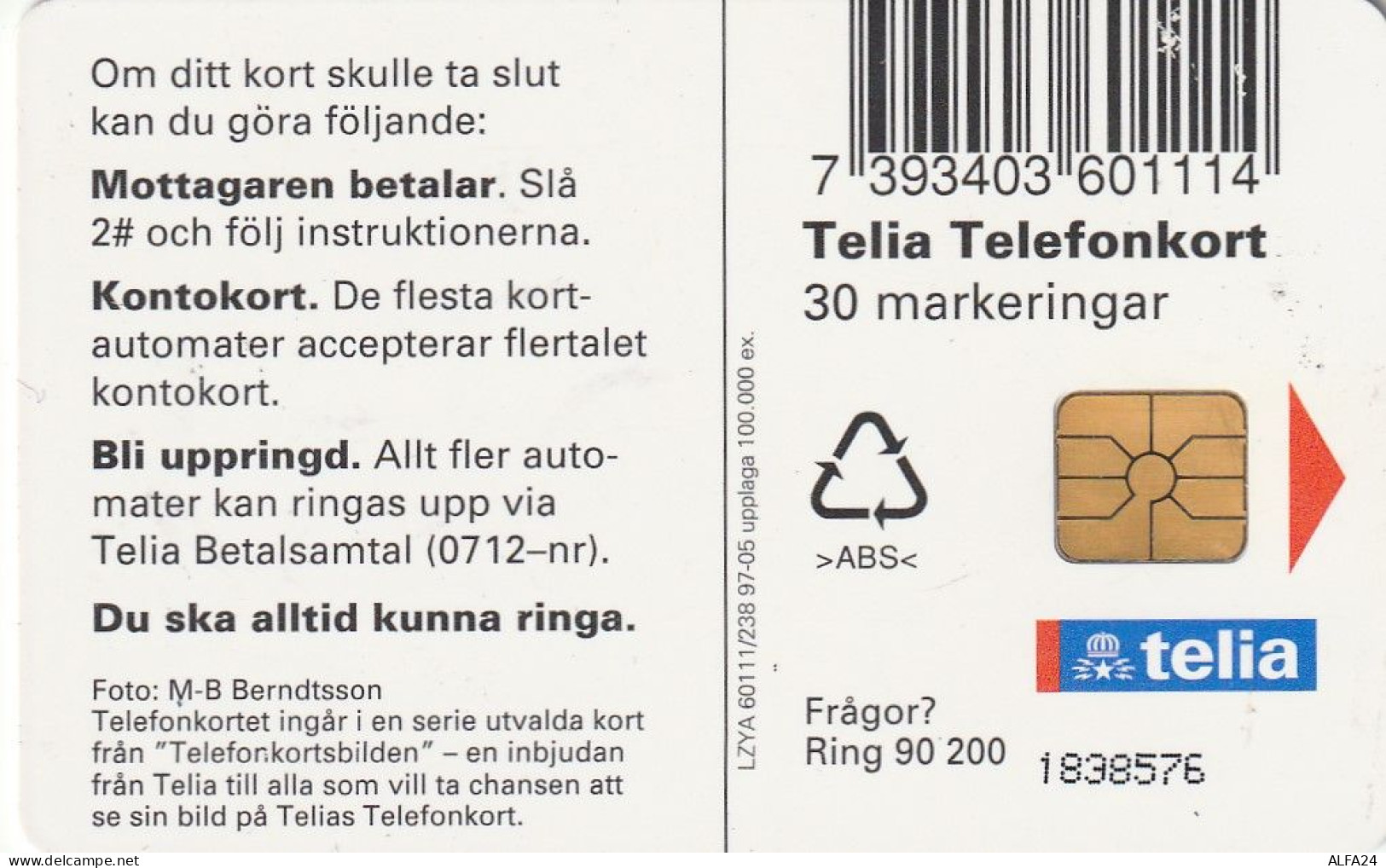 PHONE CARD SVEZIA  (E23.14.8 - Schweden