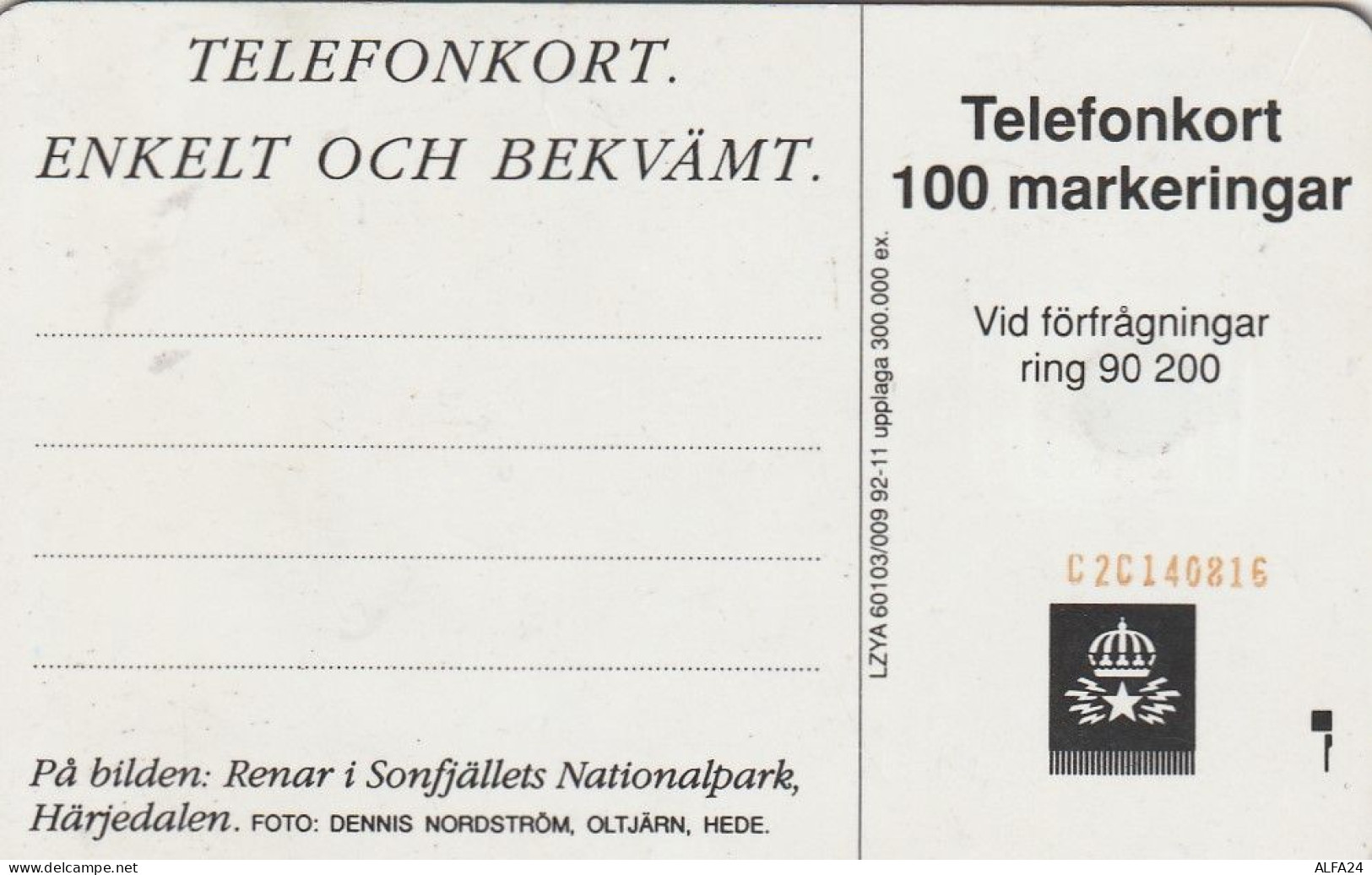 PHONE CARD SVEZIA  (E23.14.3 - Suecia
