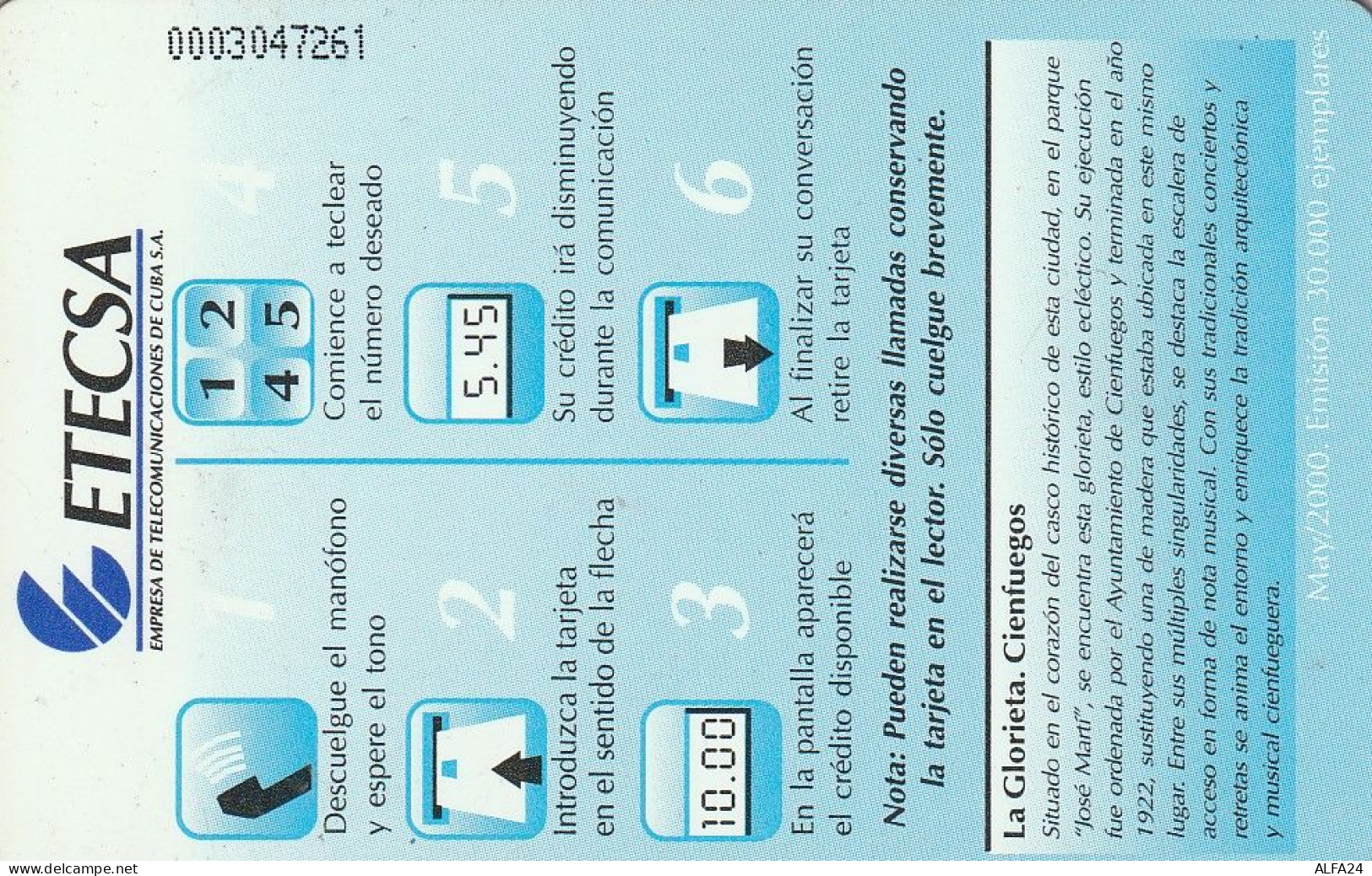 PHONE CARD CUBA  (E74.9.6 - Kuba