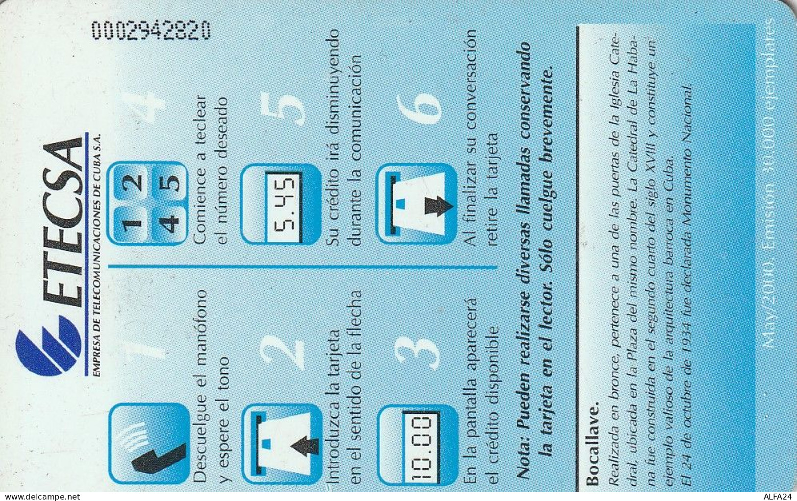 PHONE CARD CUBA  (E74.10.2 - Kuba