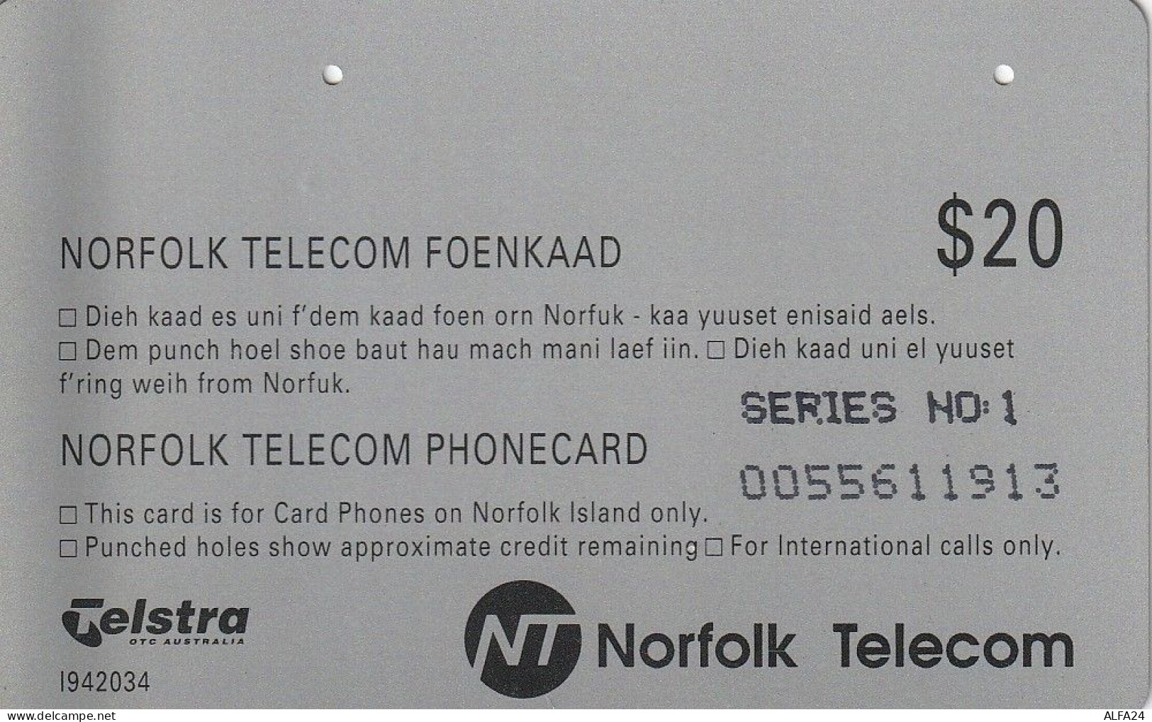 PHONE CARD ISOLE NORFOLK  (E73.31.8 - Norfolkinsel