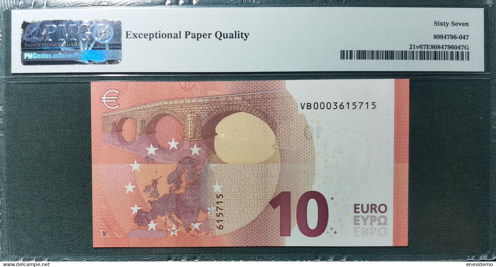 10 EURO SPAIN 2014 DRAGHI V009C5 VB000 SC FDS UNC. PMG 67 EPQ PERFECT - 10 Euro