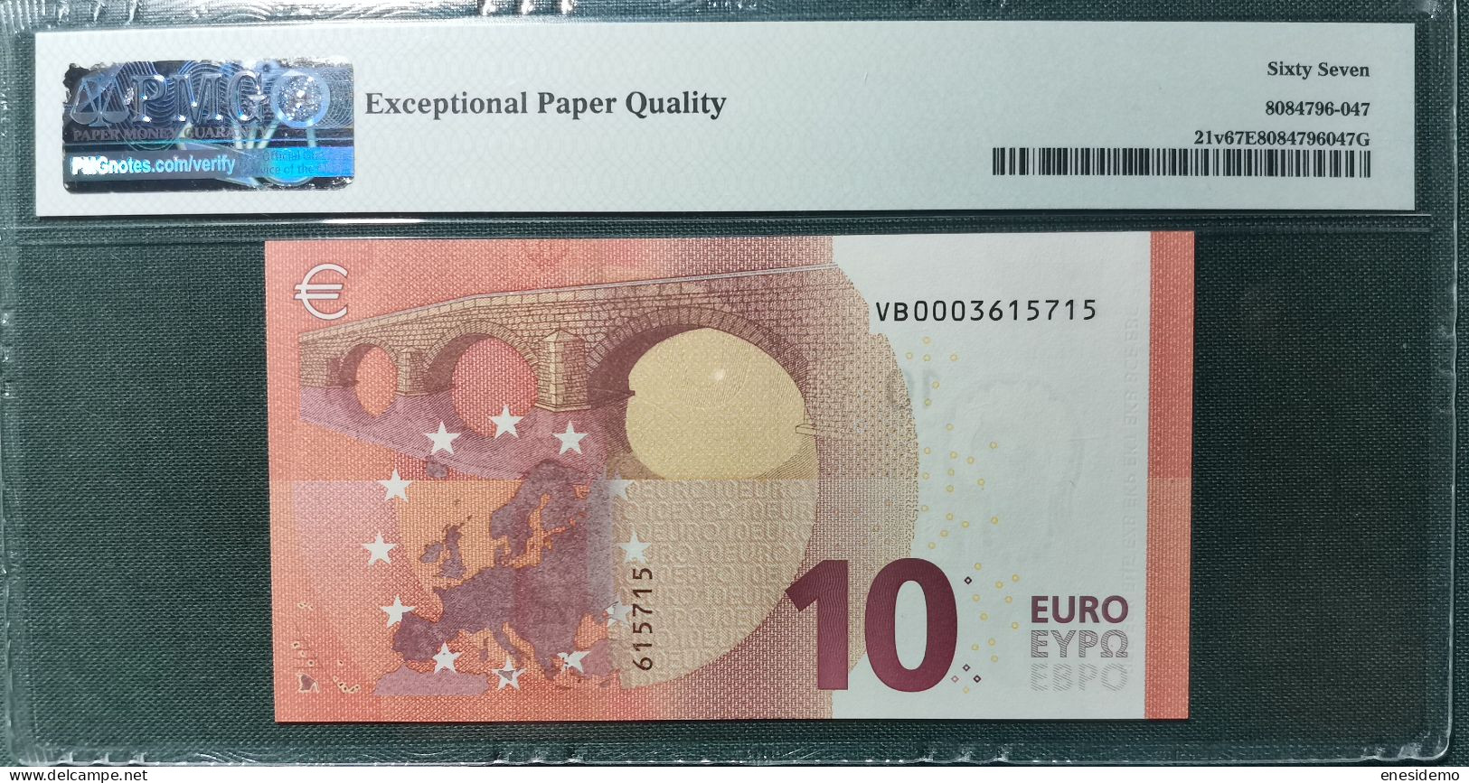 10 EURO SPAIN 2014 DRAGHI V009C5 VB000 SC FDS UNC. PMG 67 EPQ PERFECT - 10 Euro