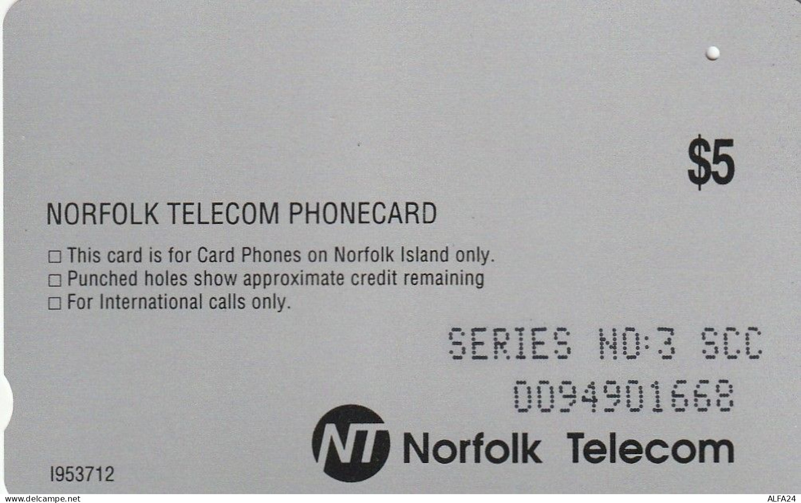 PHONE CARD ISOLE NORFOLK  (E73.31.6 - Norfolkinsel