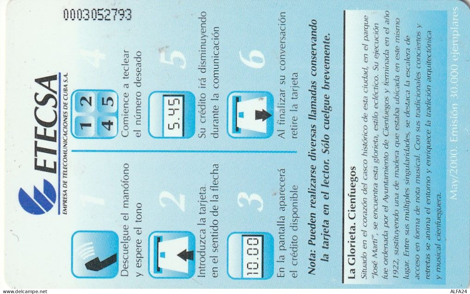 PHONE CARD CUBA  (E74.10.1 - Kuba