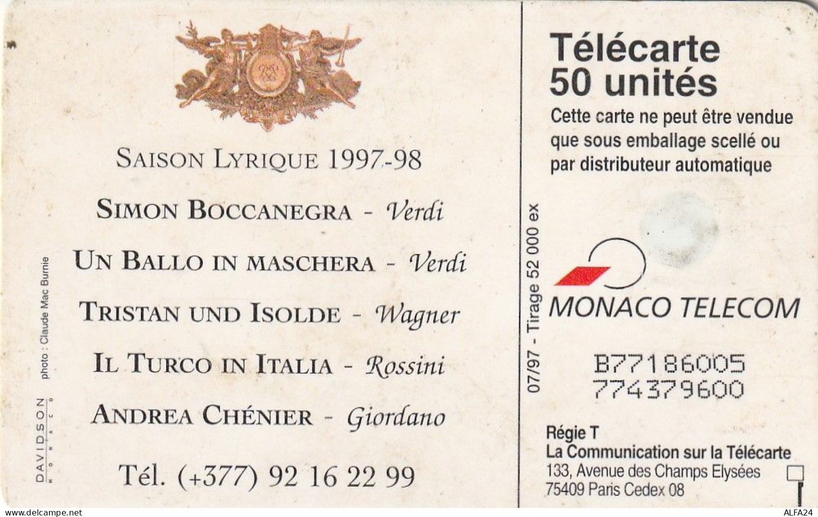 PHONE CARD MONACO  (E73.5.2 - Monace