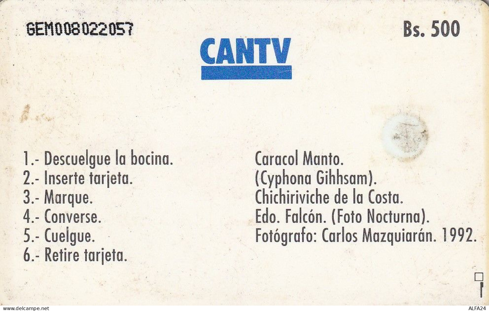 PHONE CARD VENEZUELA  (E72.30.1 - Venezuela