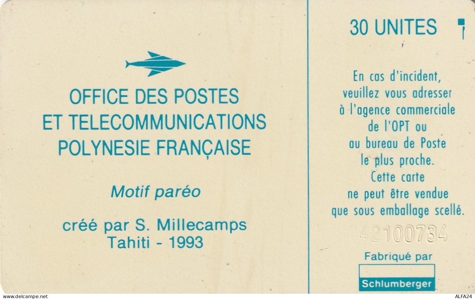 PHONE CARD POLINESIA FRANCESE  (E72.7.4 - Frans-Polynesië