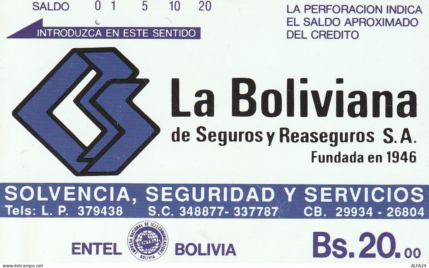 PHONE CARD BOLIVIA  (E71.40.5 - Bolivië