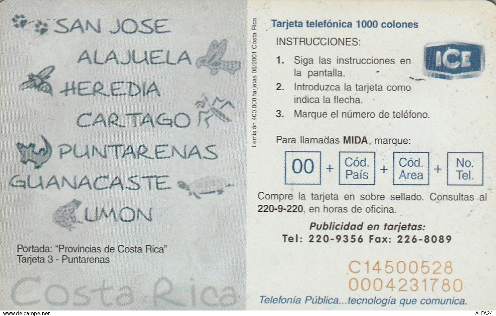 PHONE CARD COSTARICA  (E71.29.2 - Costa Rica