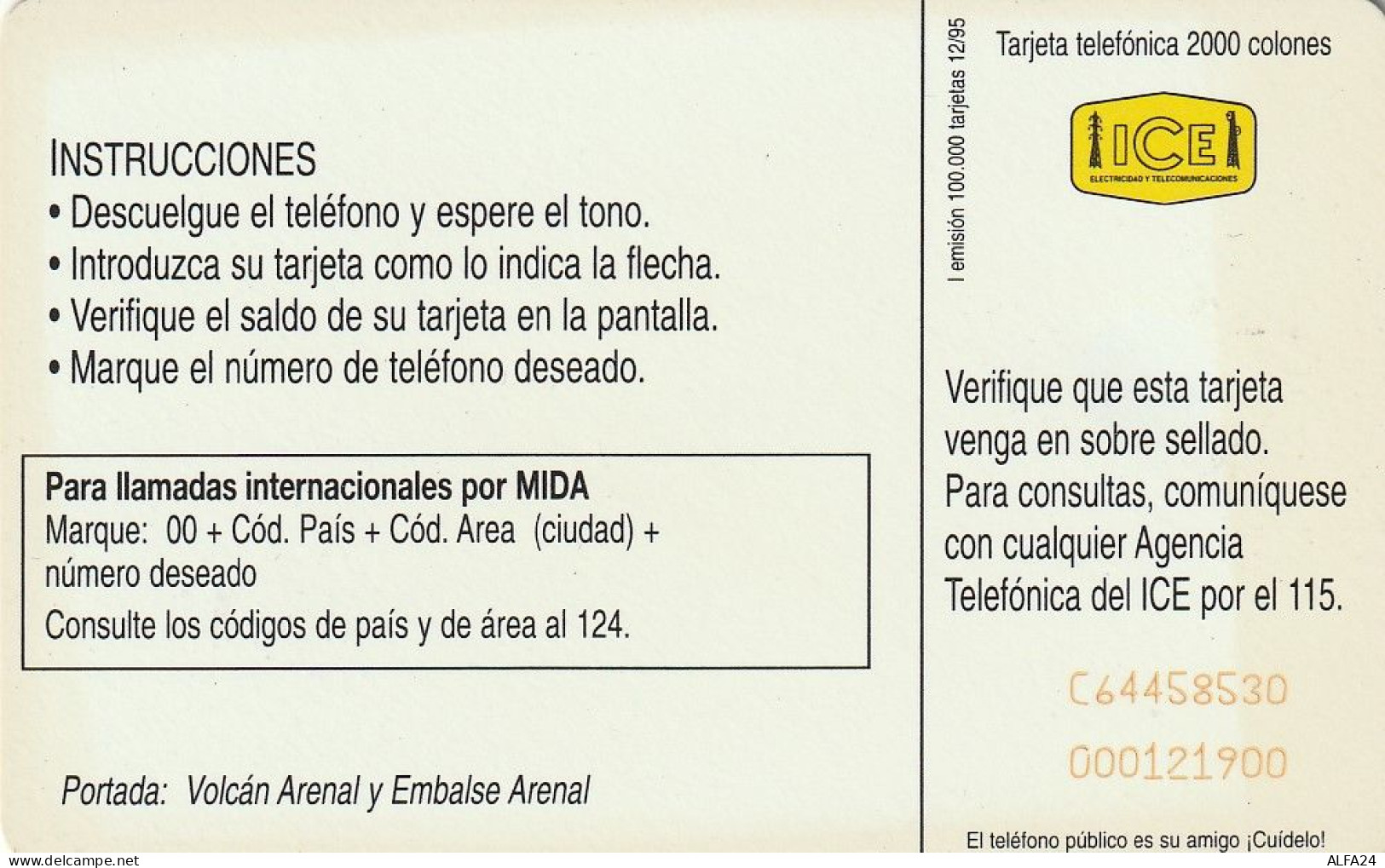 PHONE CARD COSTARICA  (E71.24.2 - Costa Rica