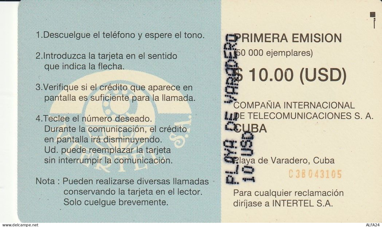 PHONE CARD CUBA  (E71.18.3 - Cuba